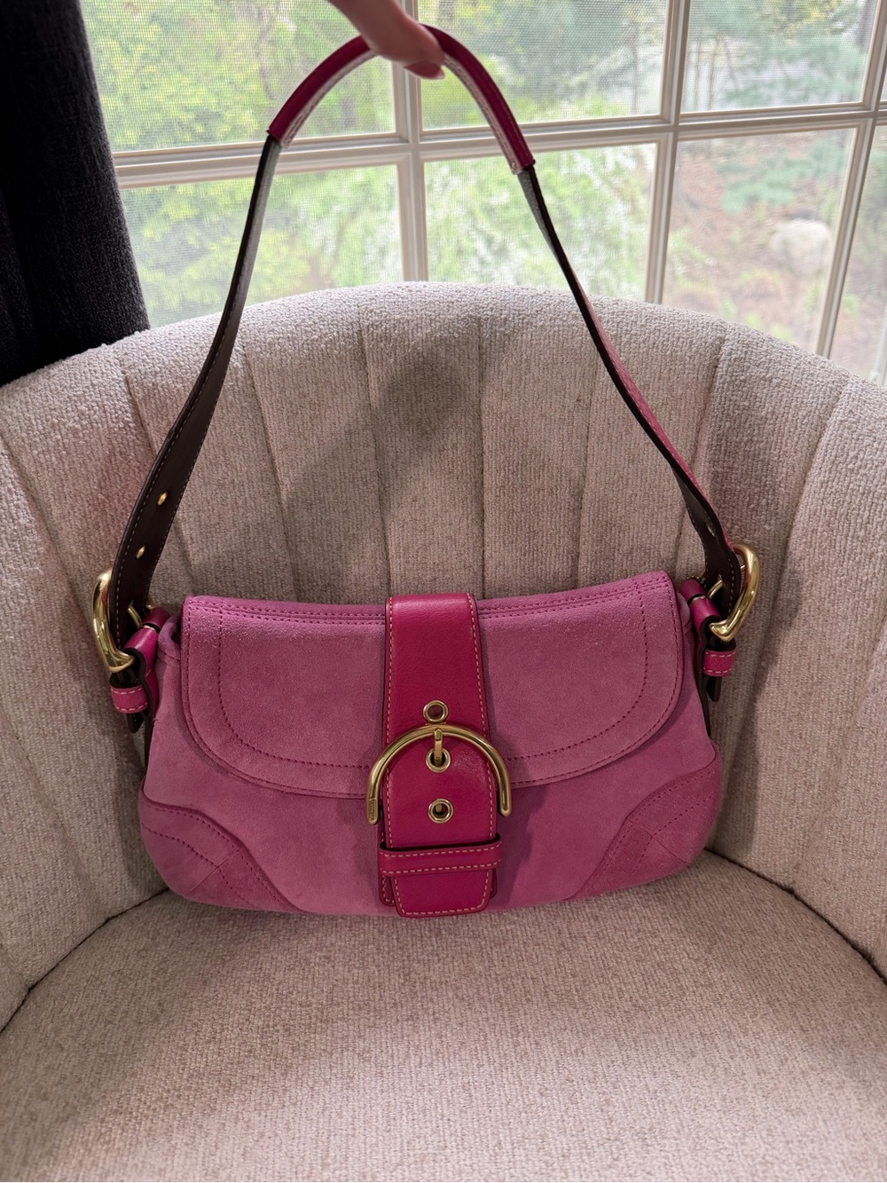 Coach Vintage Pink Suede Shoulder Bag